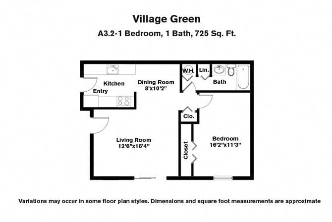 Floor plan 1 Bed/1 Bath with Large Living Room image 2