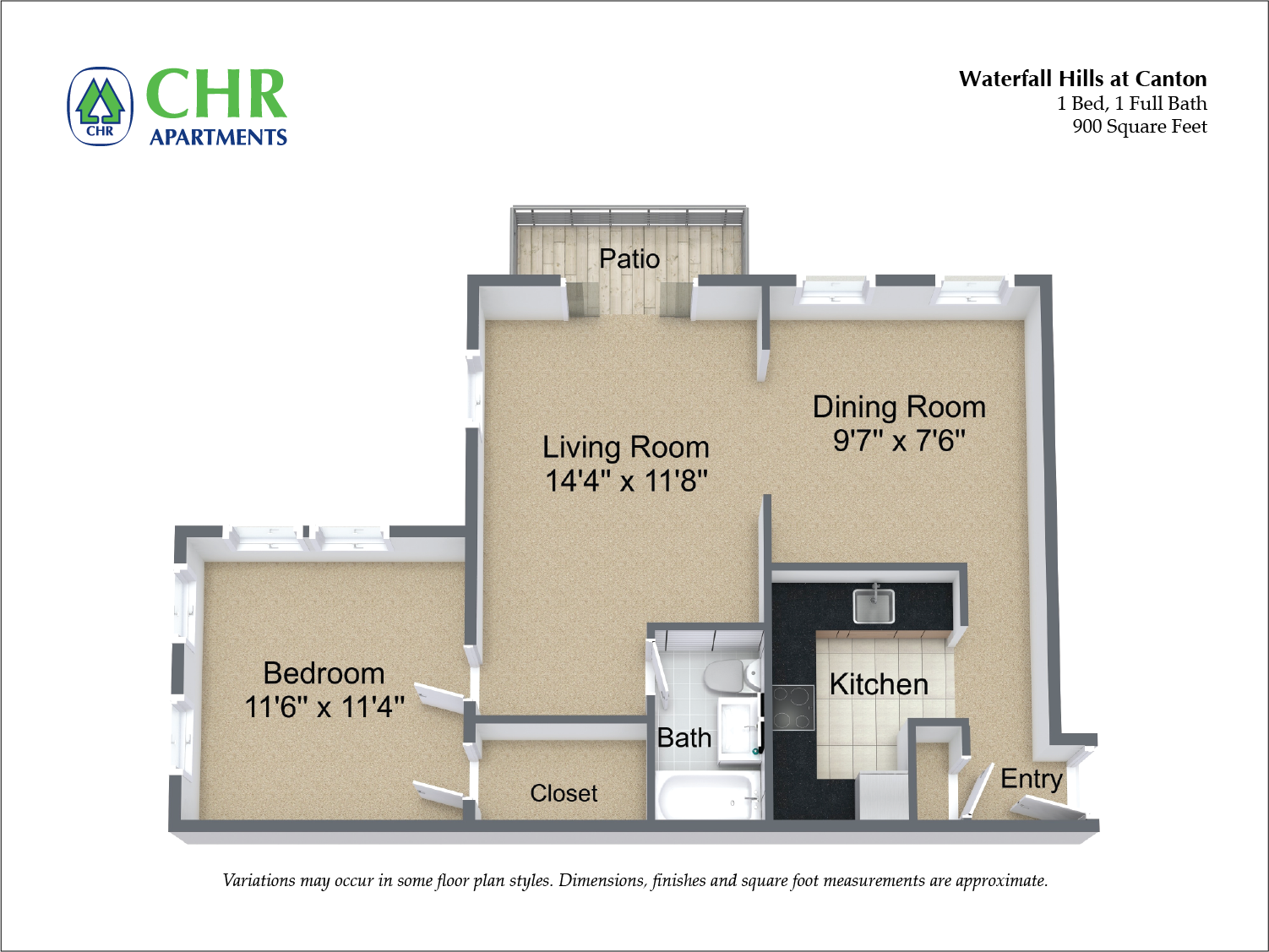 Click to view Floor plan 1 Bed/1 Bath image 3
