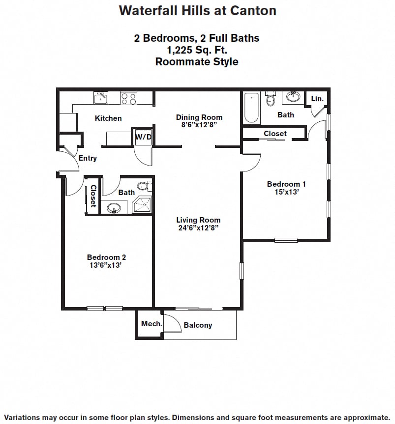 Click to view Floor plan 2 Bed/2 Bath - Roommate image 4