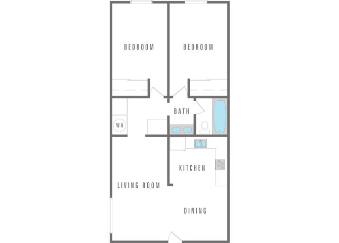 2 beds 1 bath