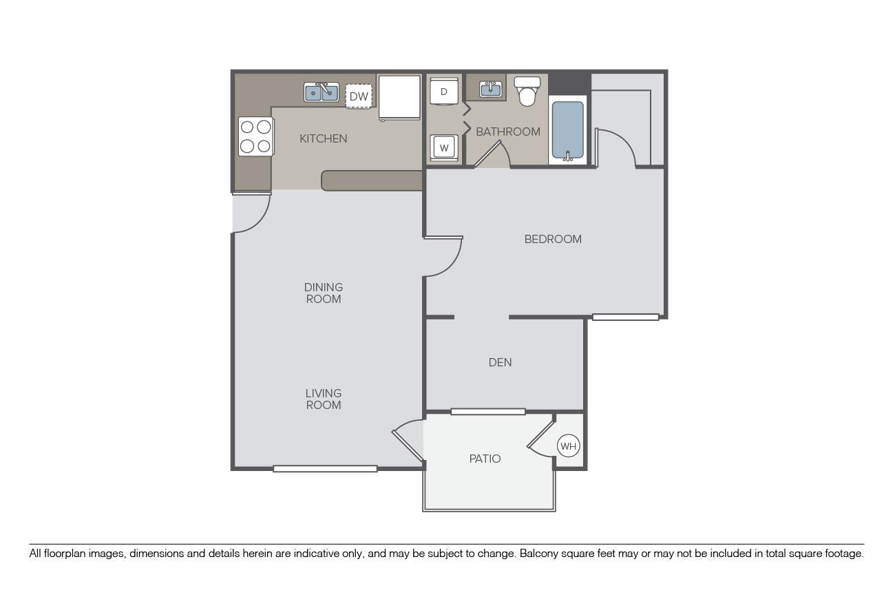 Plan 1B + Den floor plan