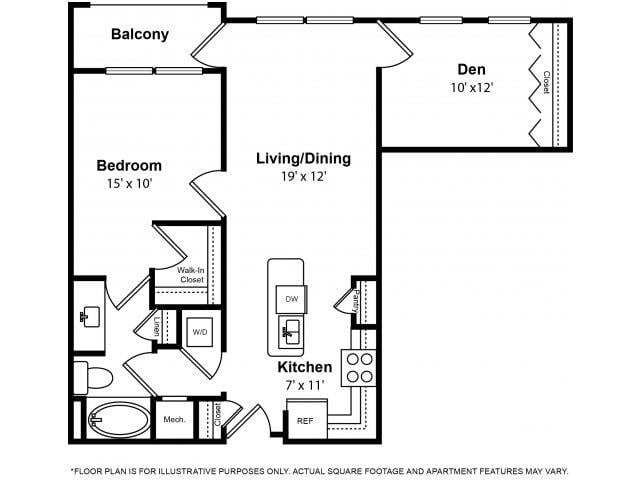 Enclave – One Bedroom w – Office Floorplan Image