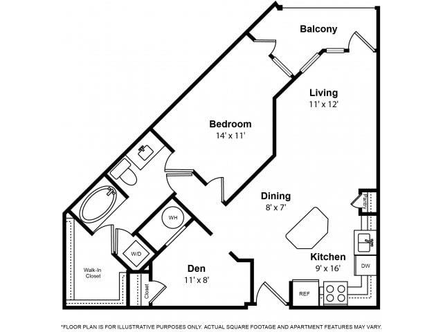 Franklin – One Bedroom w – Office Floorplan Image