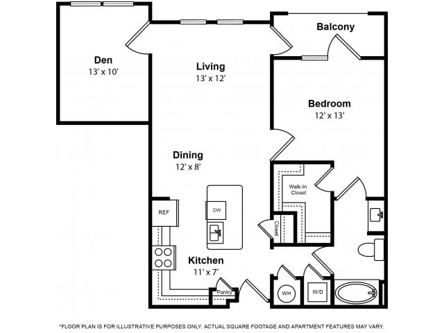 Linwood – One Bedroom w Office Floorplan Image
