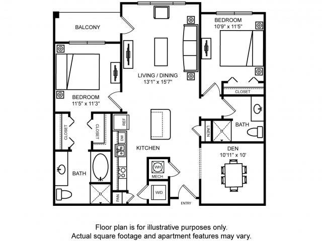 Preston – Two Bedroom w-Office Floorplan Image