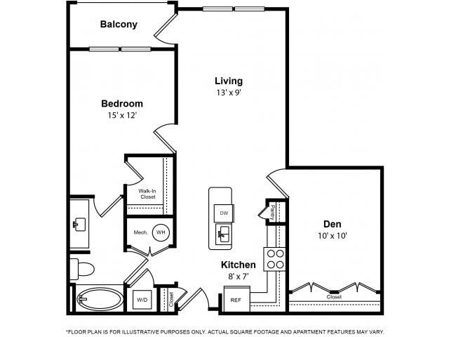 Walwick – One Bedroom w-Office Floorplan Image