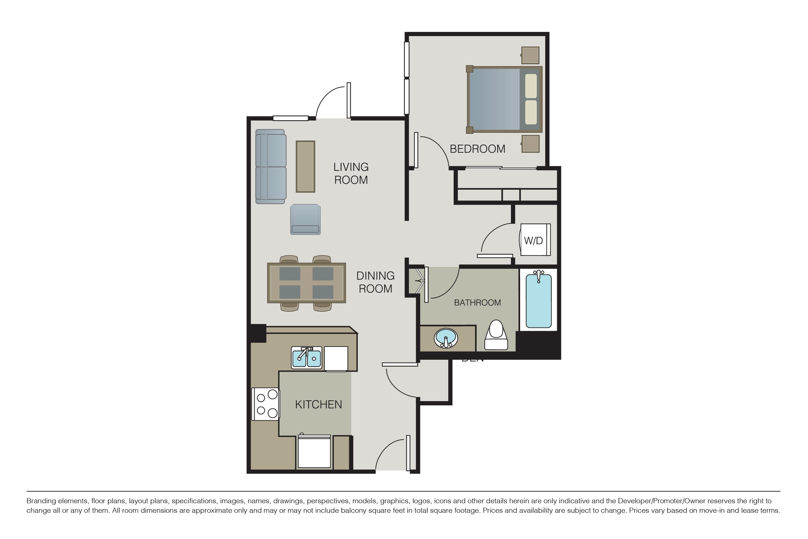 1 Bed |  1 Bath |  "apartment"