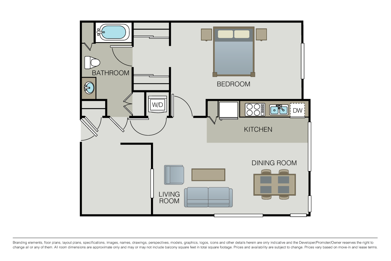 Plan 1D + Den floor plan