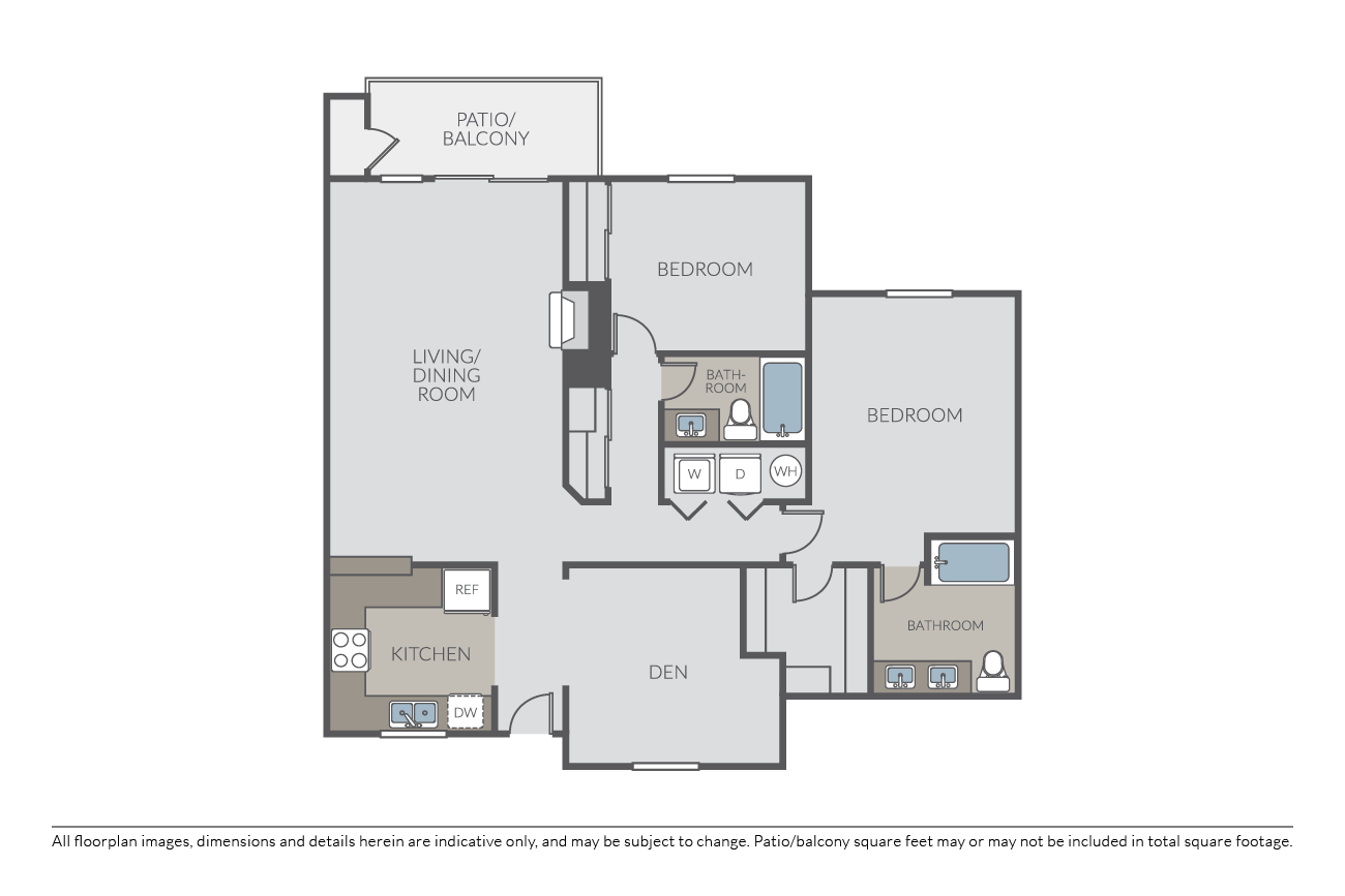 Plan 2C + Den floor plan