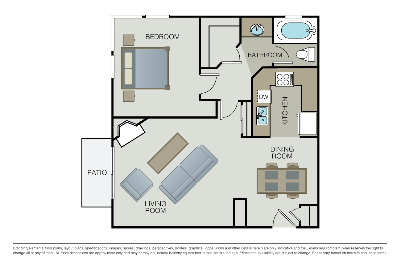 1 Bed 1 Bath - Marbella 1 floor plan image