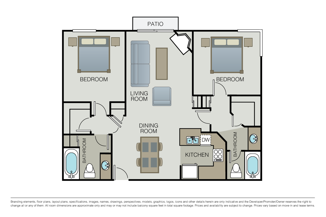 2 Bed 2 Baths - Marbella floor plan image