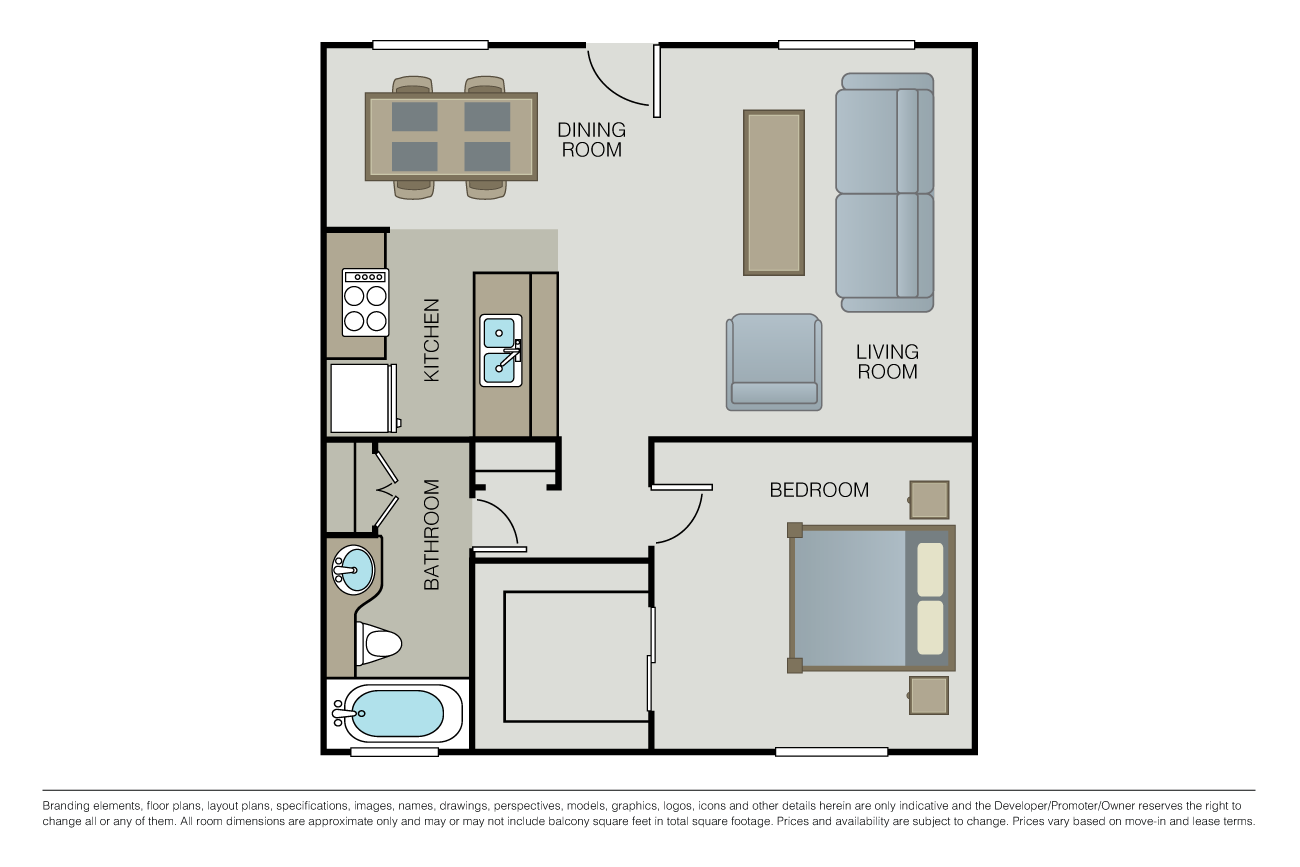 1 Bed 1 Bath (FL) floor plan image