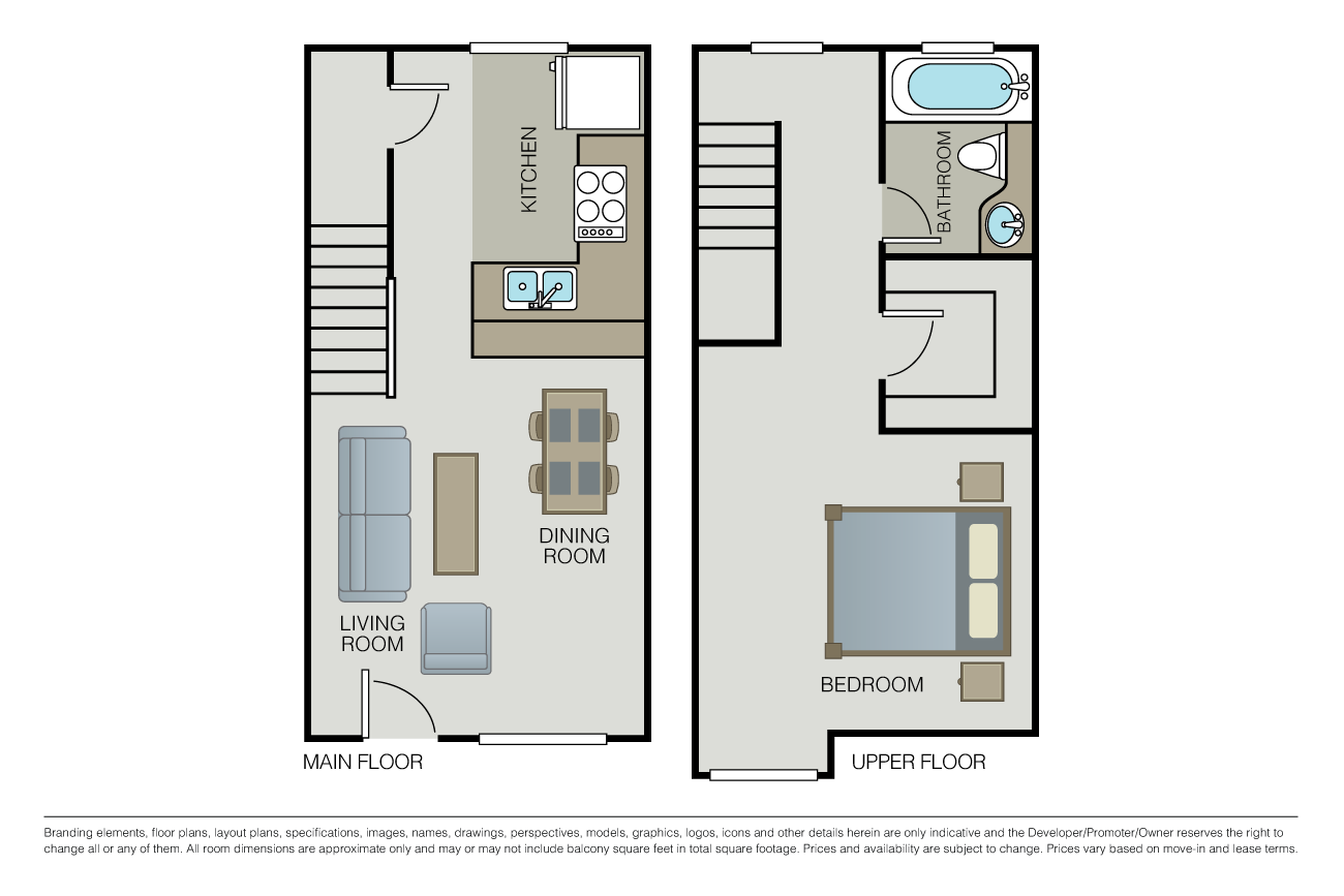 1 Bed 1 Bath (TH) floor plan image