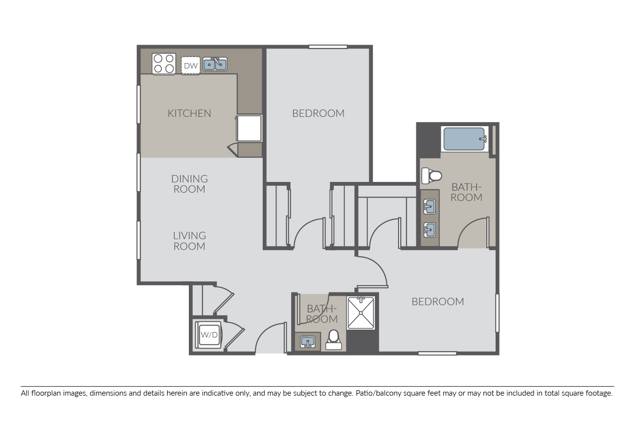 2 Bed 2 Bath (A) floor plan image