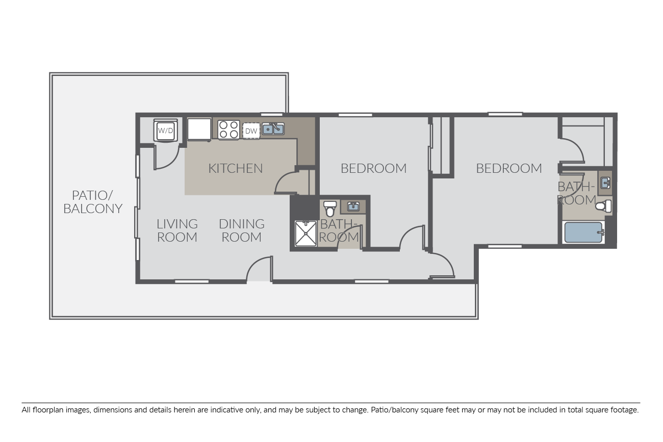 2 Bed 2 Bath (B) floor plan image