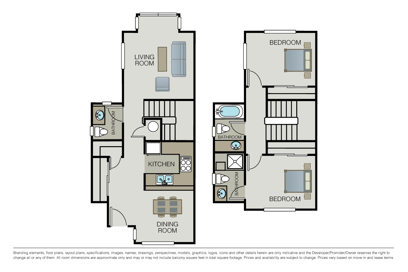 Plan 2D Townhome floor plan