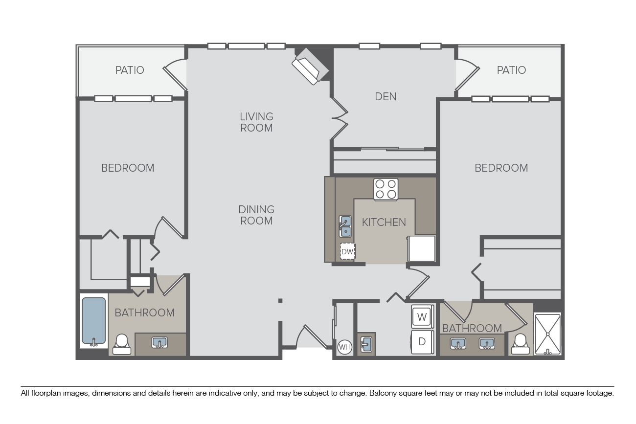 Plan 2E + Den floor plan