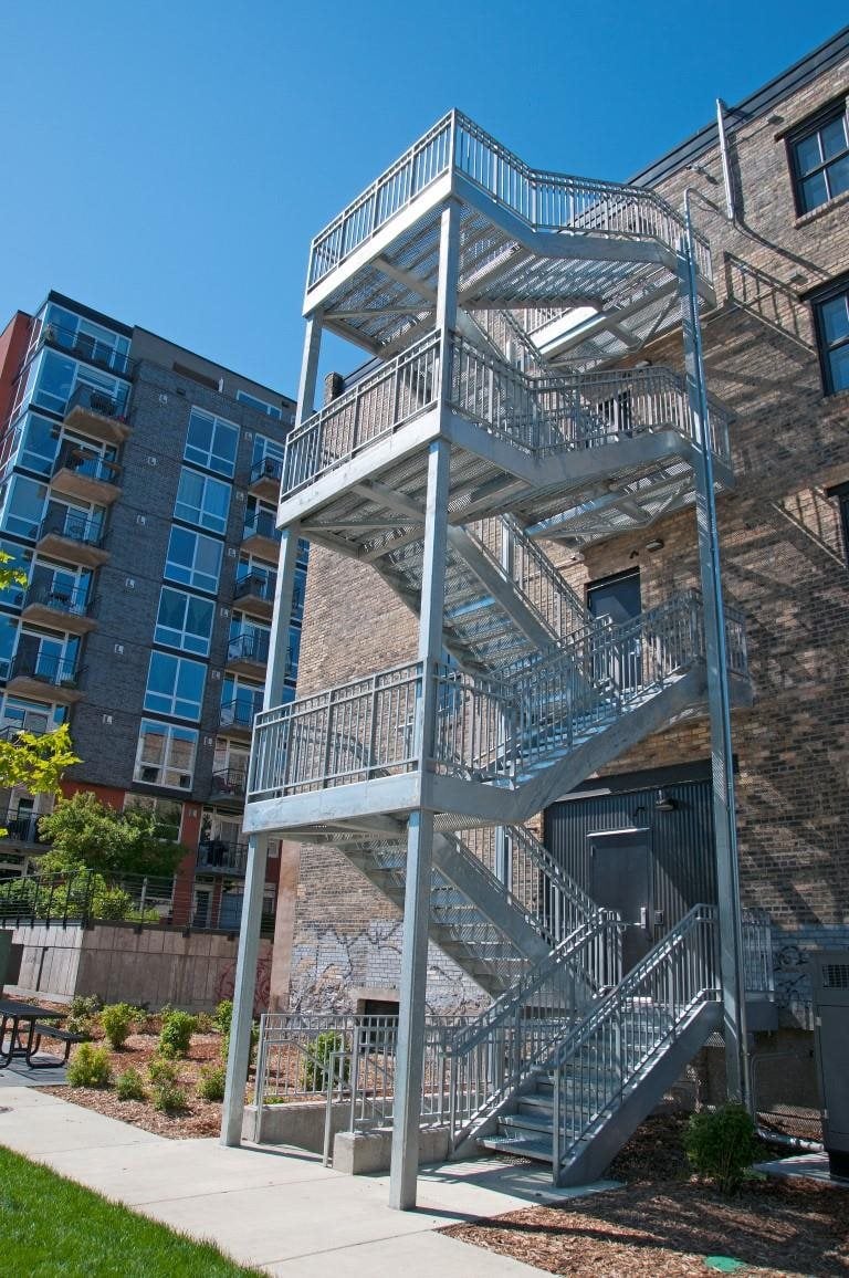 The Cameron Side Exterior with Fire Escape Stairwell