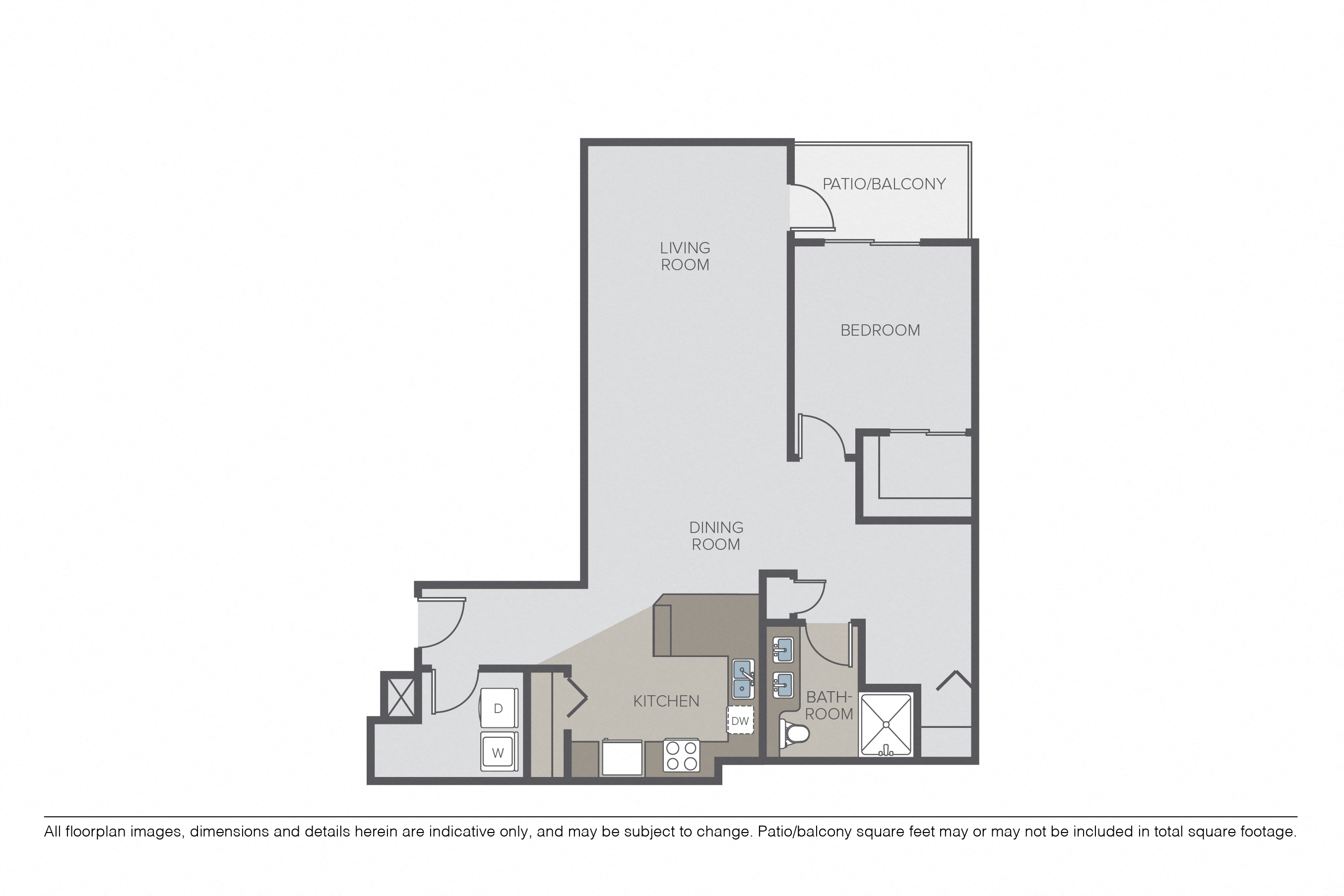 1 Bed 1 Bath A4 floor plan image
