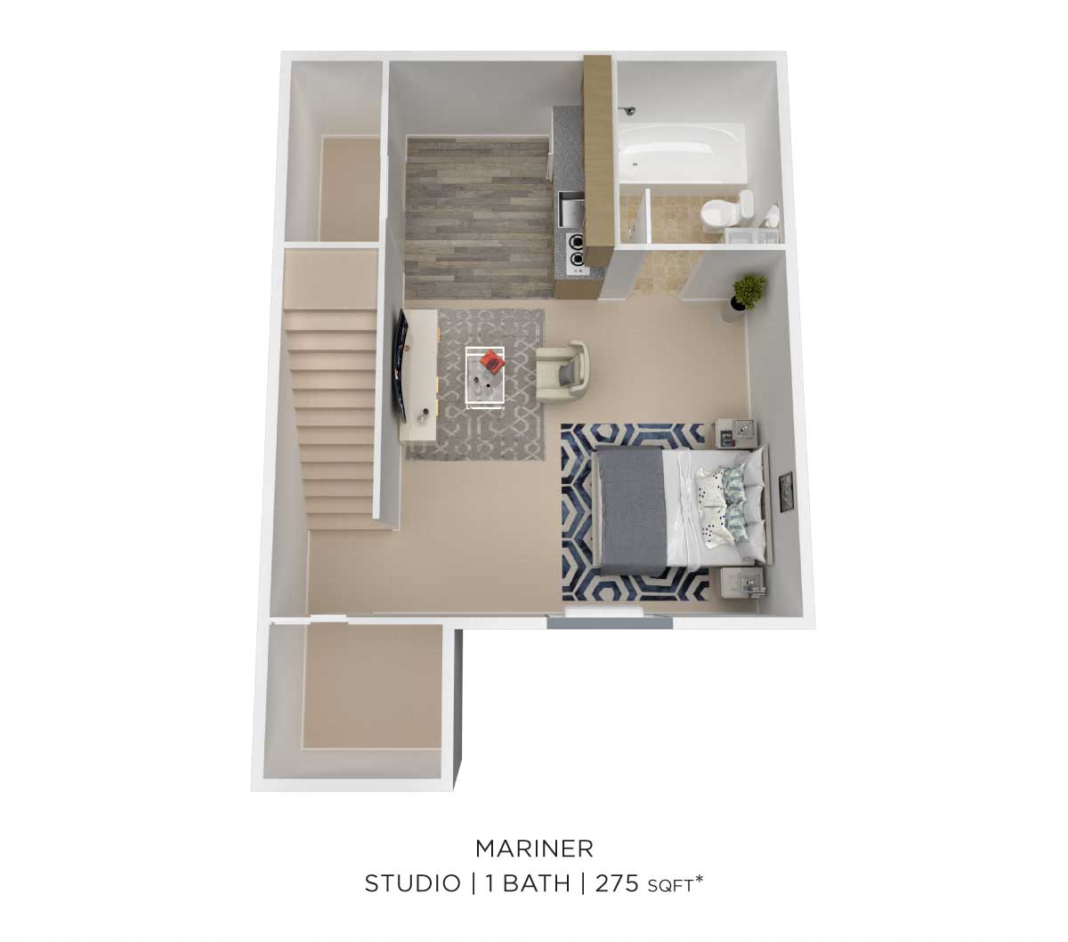 Studio - 275 sqft floor plan