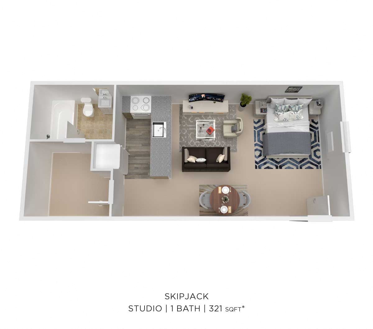 Studio - 321 sqft floor plan