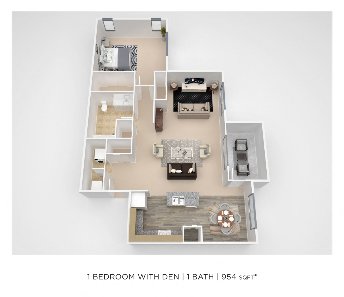 One Bedroom w/ Den floor plan