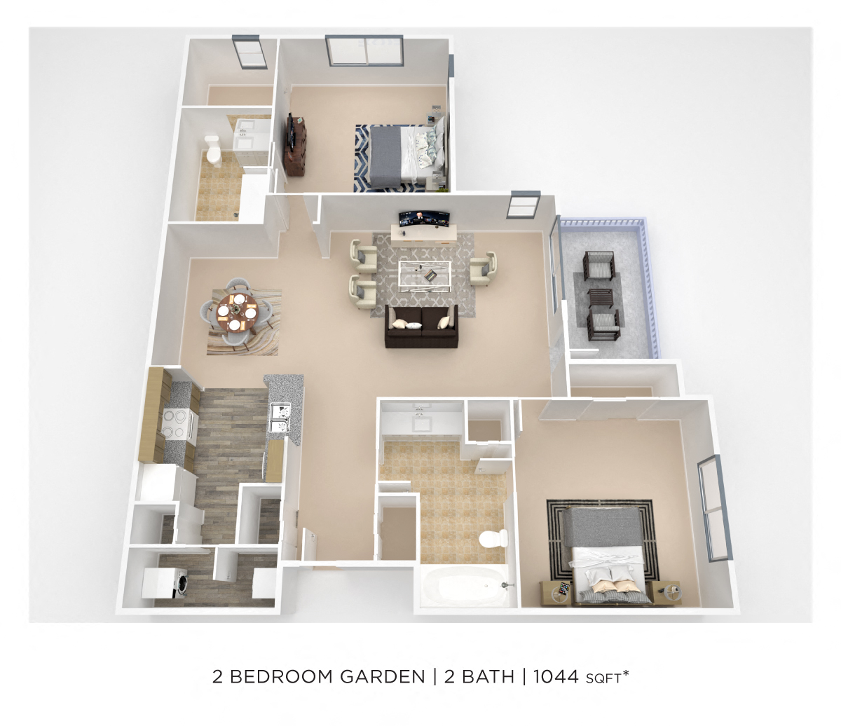 Two Bedroom 2 Bath floor plan