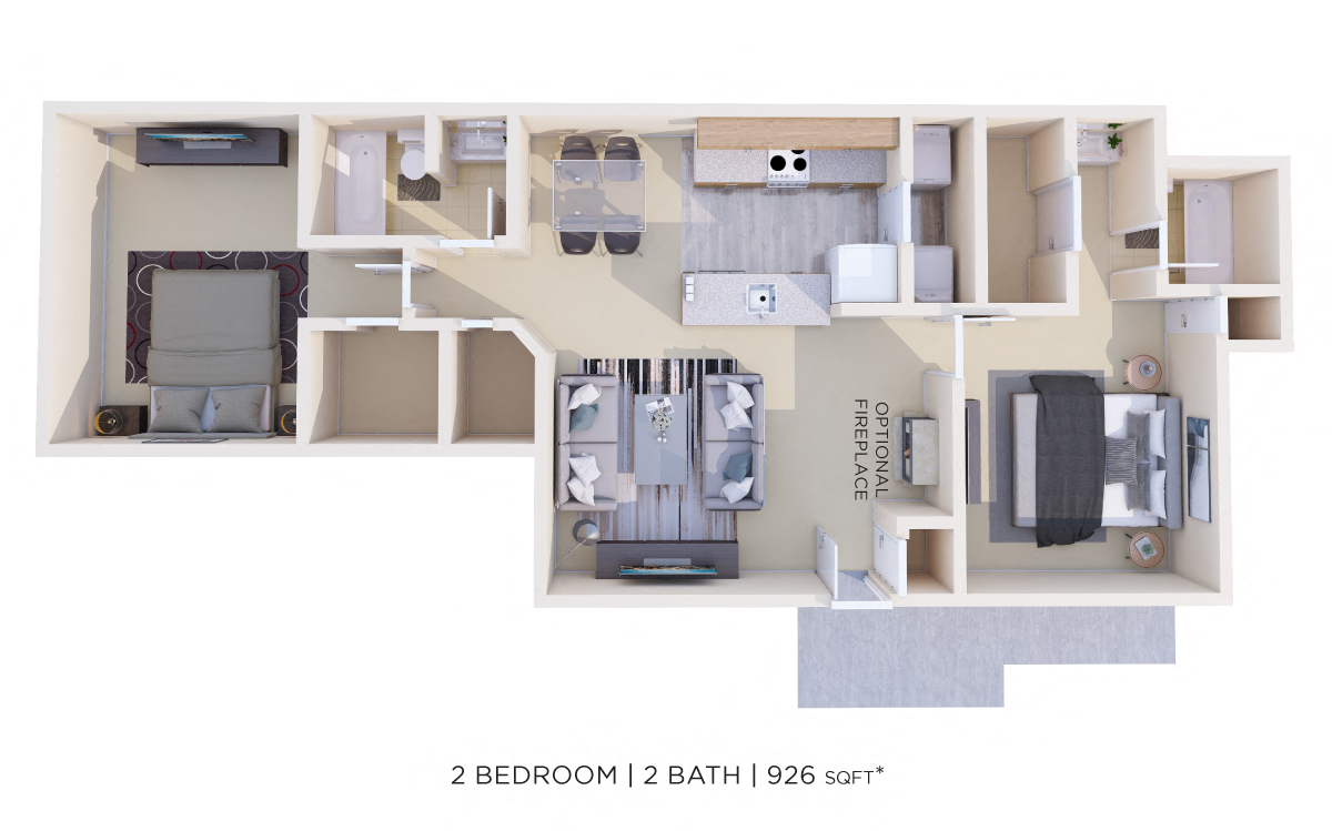 Two Bedroom 2 Bath floor plan