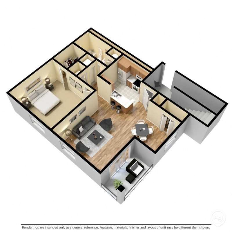 St. Andrews Commons Apartments, Columbia South Carolina, A1 3D Floorplan