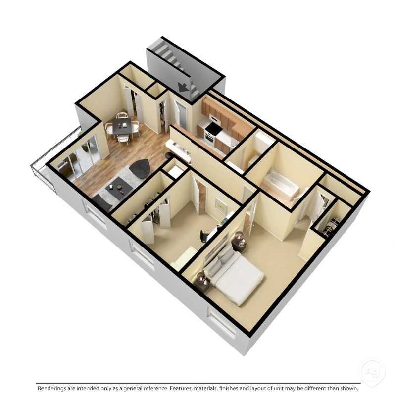 St. Andrews Commons Apartments, Columbia South Carolina, B1 3D floorplan