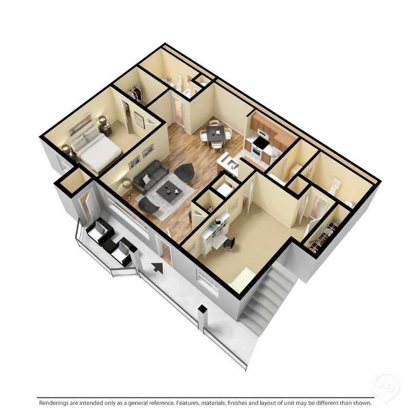 St. Andrews Commons Apartments, Columbia South Carolina, B2 3D floorplan