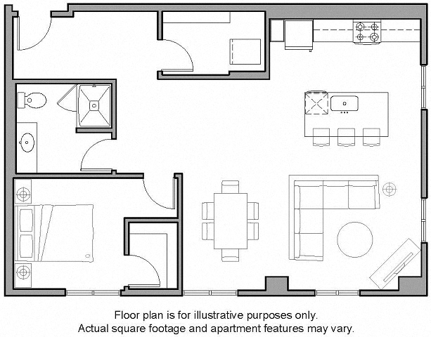 A25 1 Bed South Floorplan Image