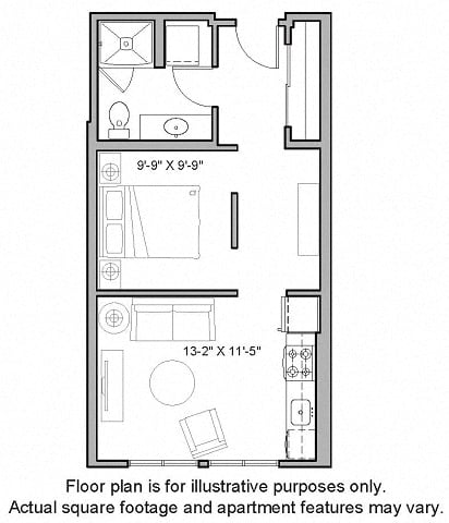 O4 1 Bed South Floorplan Image