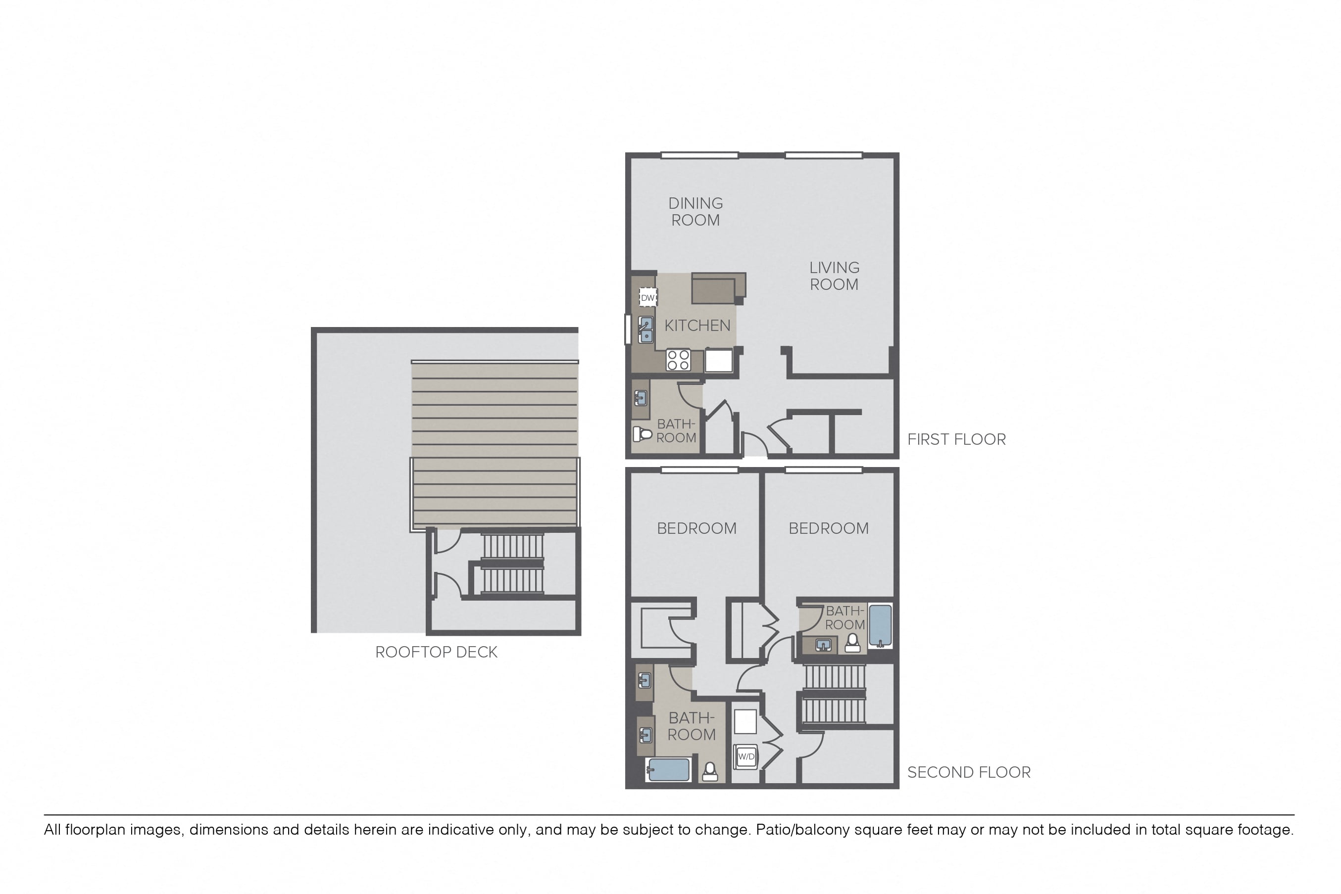 Plan 2B + Den Townhome + Rooftop Deck floor plan