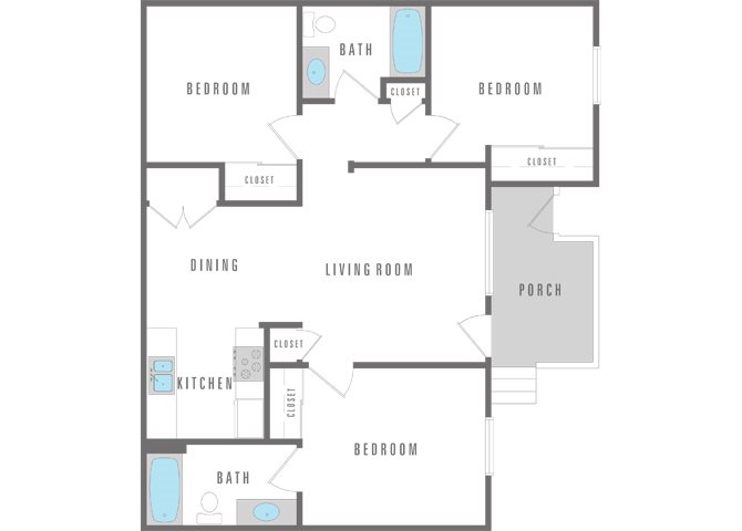 3 bed 2 bath