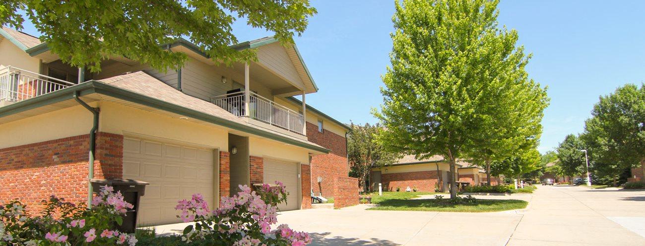 Southwind Villas exterior with attached garages in La Vista, NE