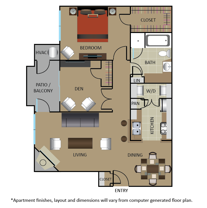 B + DEN floor plan