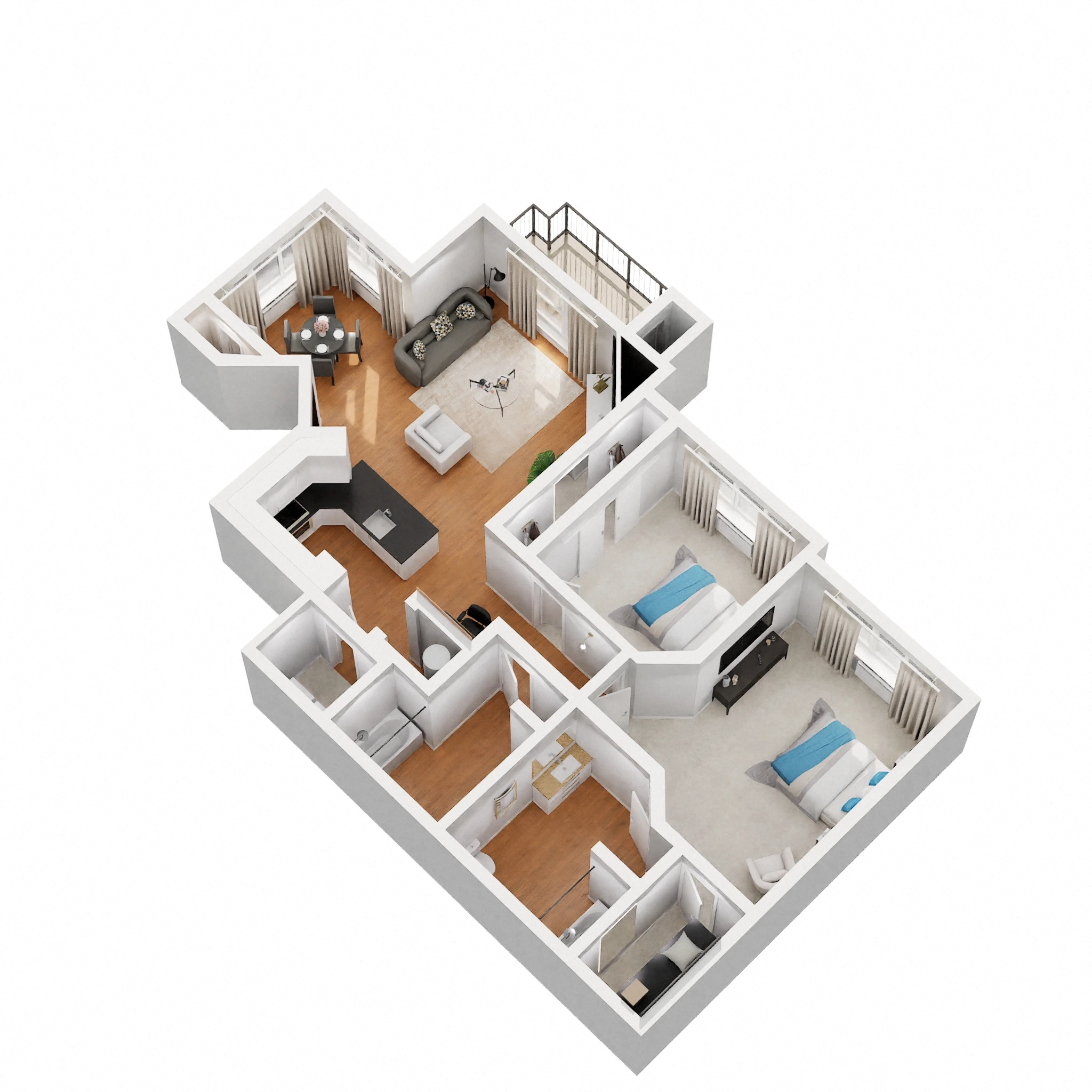 2BDA floor plan