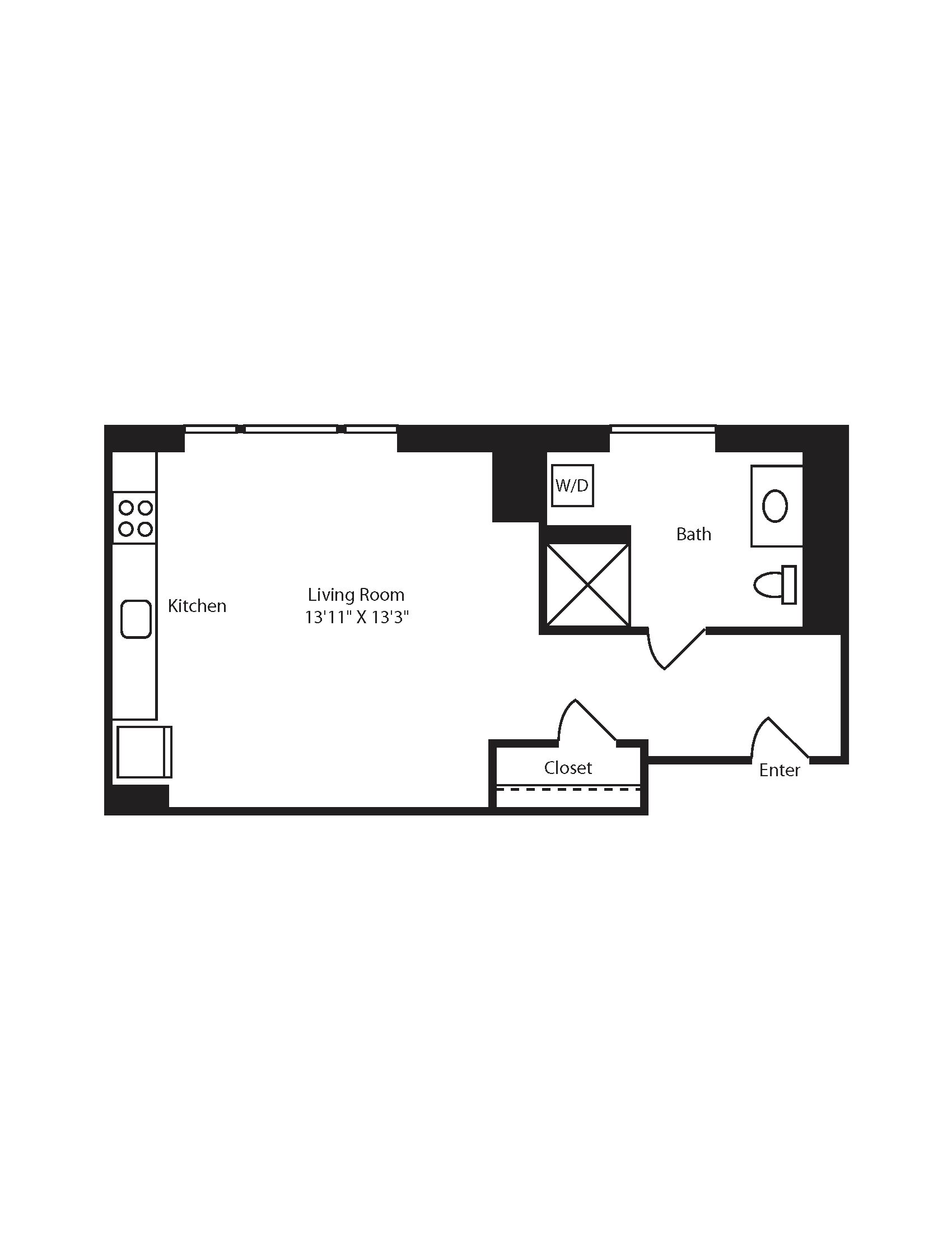 Watermark Kendall East Studio C Floorplan