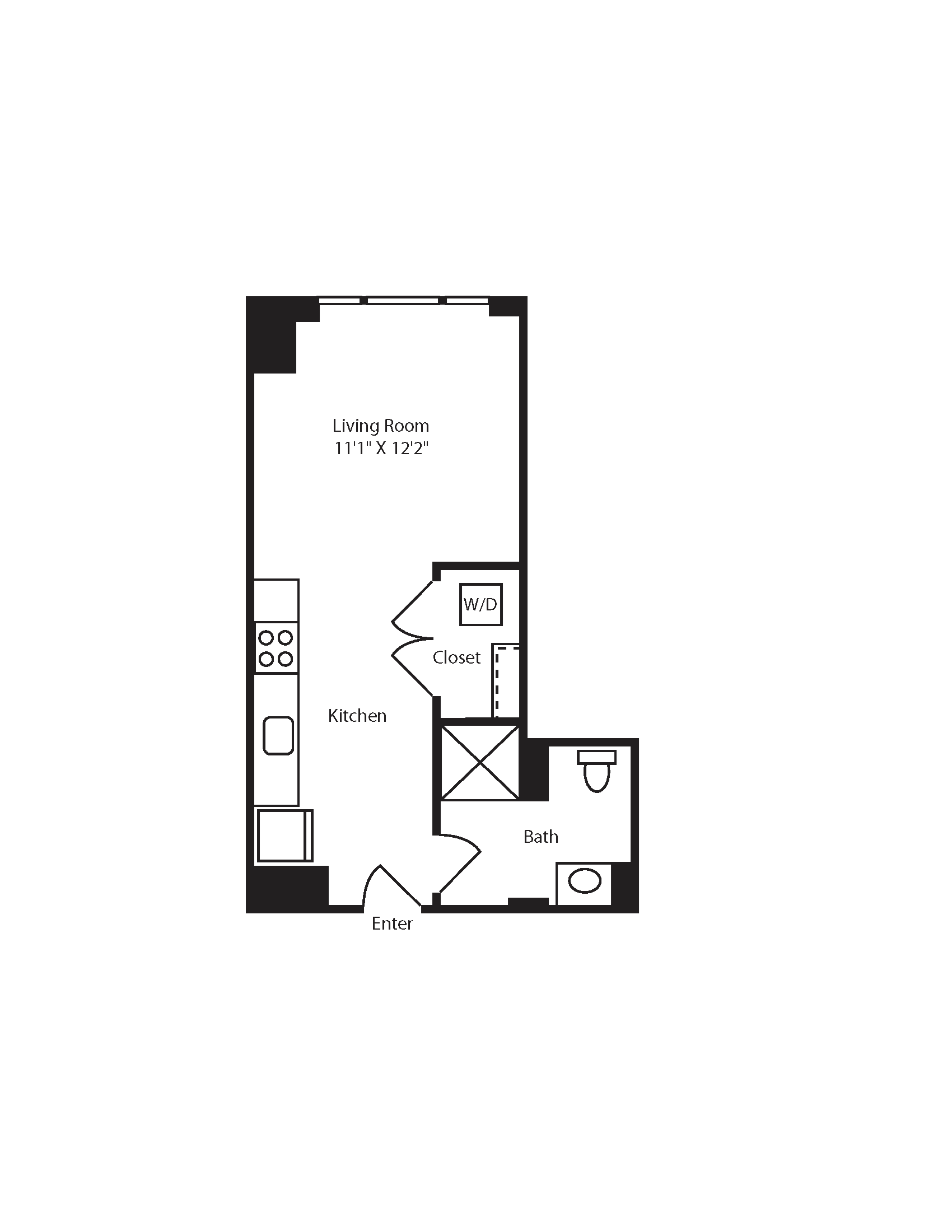 Watermark Kendall East Studio F Floorplan