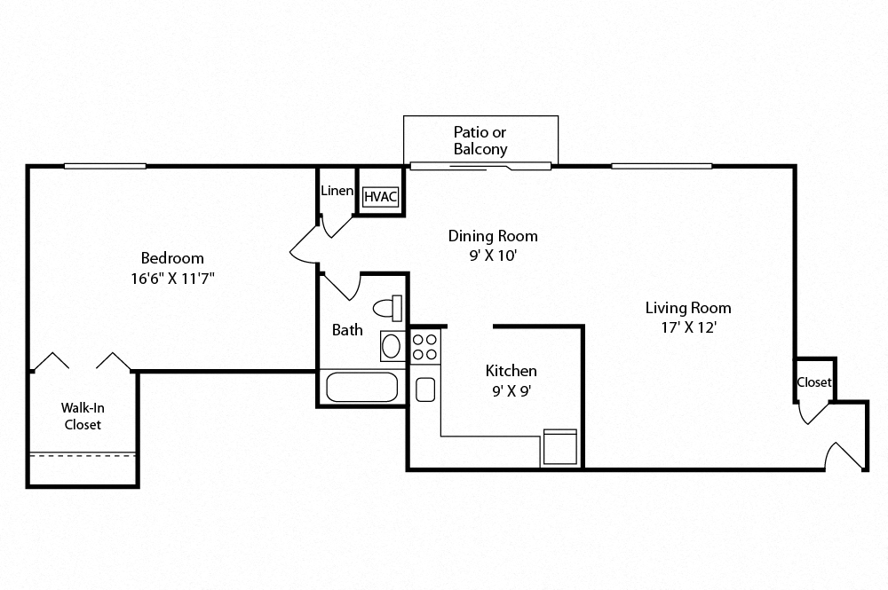 1BR floor plan
