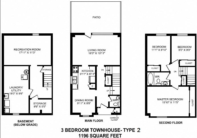 Floor Plans of Creekside Townhomes in Oshawa, ON