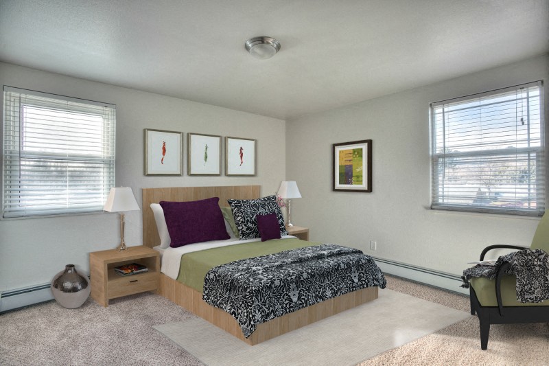 Village on Elizabeth interior bedroom with two windows
