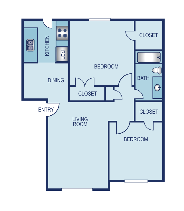 2 Bedrooms 1 Bathroom A Floor Plan 2 Bedrooms 1 Bathroom A Floor Plan at Lift, Texas, 75244