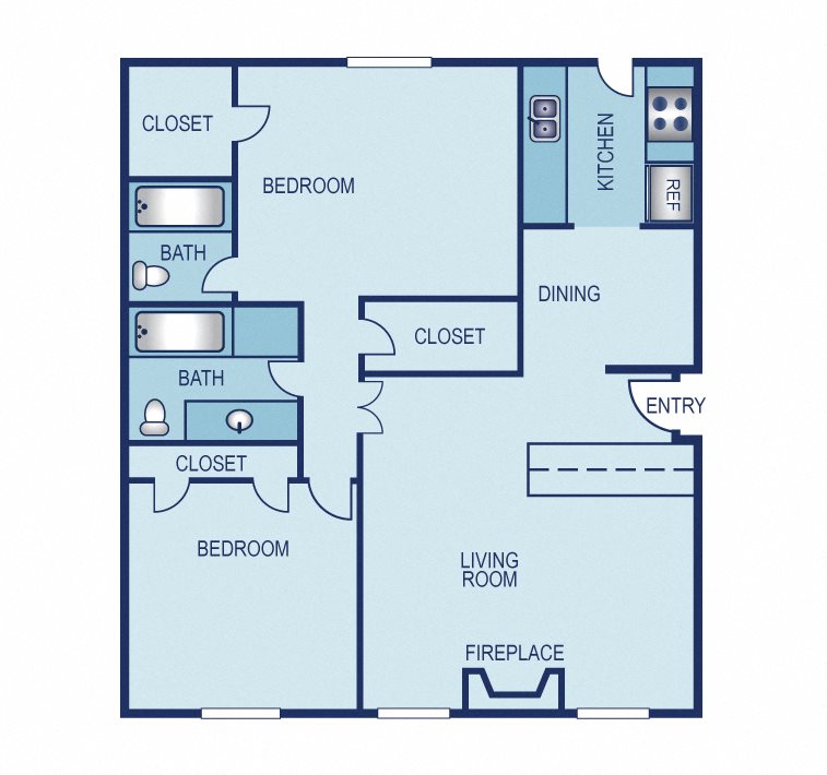 2 Bedroom 2 Bathroom Floor Plan 2 Bedroom 2 Bathroom Floor Plan at Lift, Texas, 75244