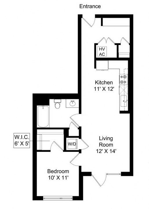 851 West | 1 Bed, 1 Bath, 765 sf Apartment Floor Plan 851 West 1 bed 1bath 765 square foot apartment floor plan