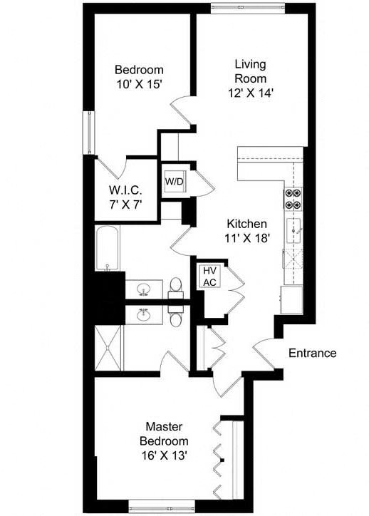 851 West | 2 Bed, 2 Bath, 1,190 sf Apartment Floor Plan 851 West 2 bed 2 bath 1190 square foot apartment floor plan