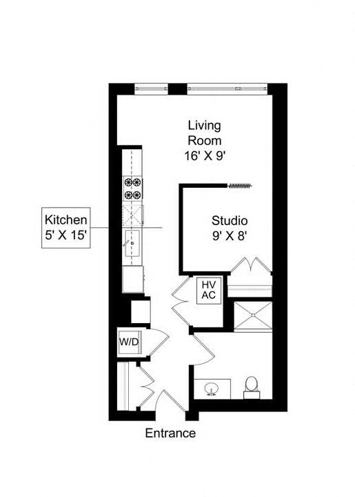 851 West studio 585 square foot apartment floor plan 851 West studio 585 square foot apartment floor plan