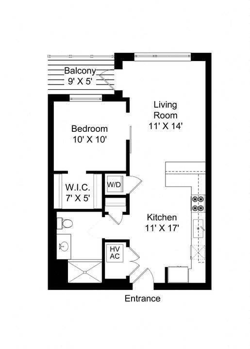 851 West 1 bed 1 bath 710 square foot apartment floor plan 851 West 1 bed 1 bath 710 square foot apartment floor plan