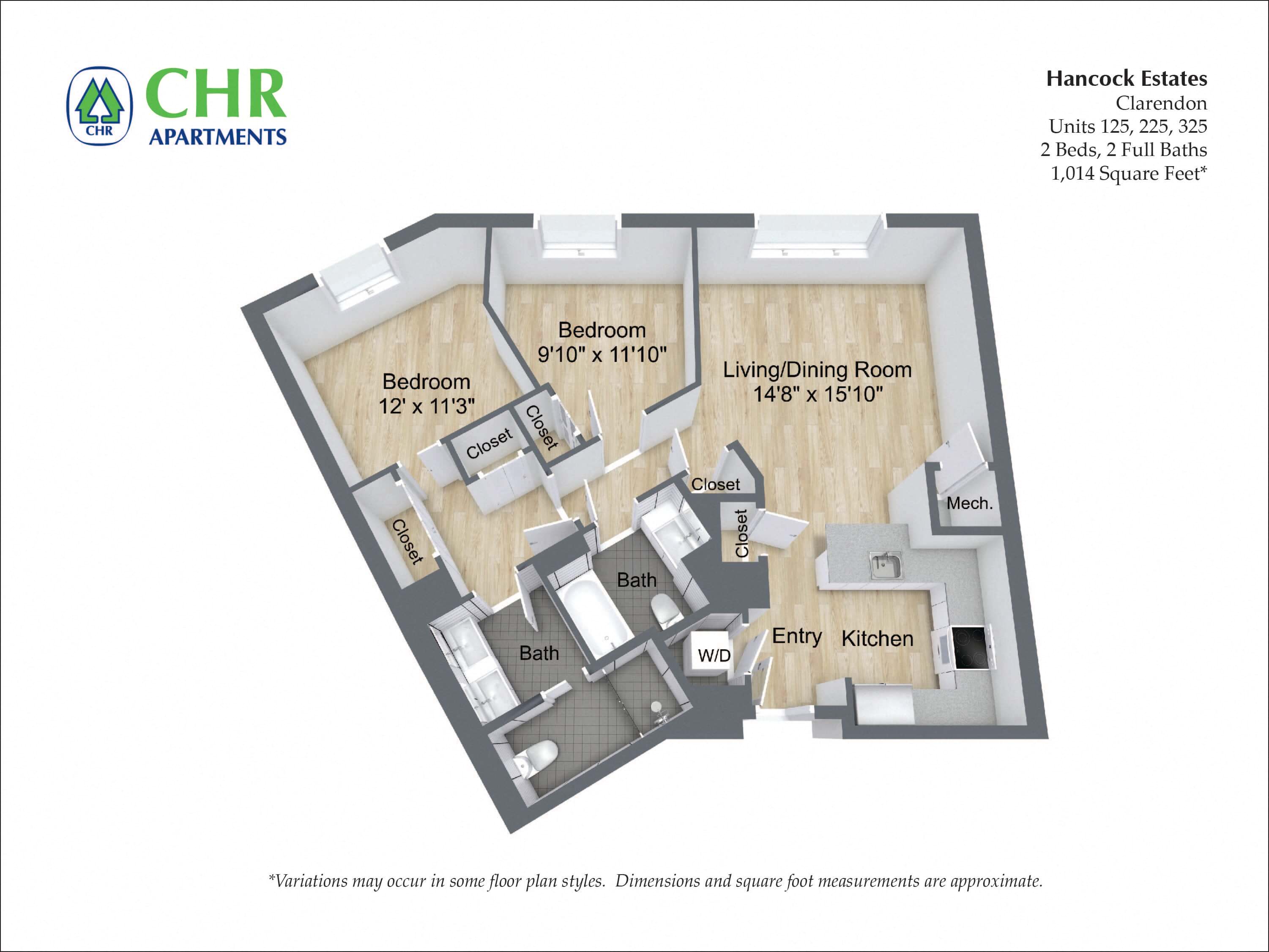 Floor plan 2 Bed/2 Bath - Hancock Estates image 2